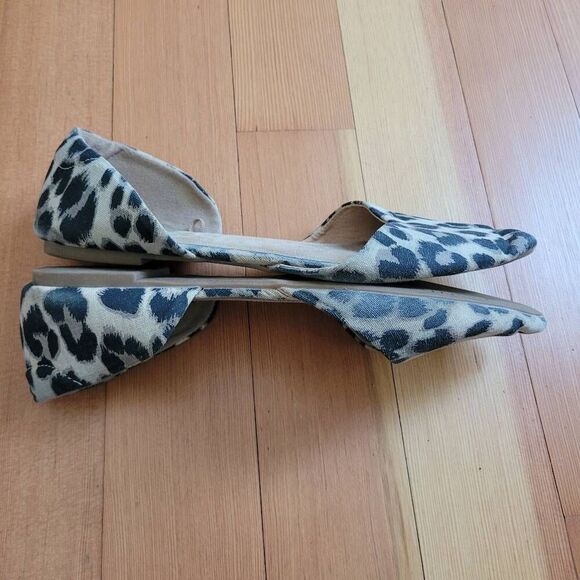 Old Navy pointed toe leopard print d'orsay flats preppy neutral office workwear - Picture 4 of 10